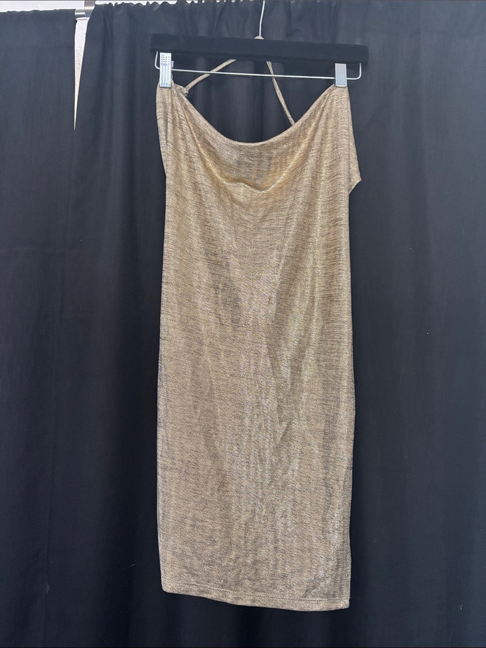 Metallic Gold Cowl Neck Slip Dress
